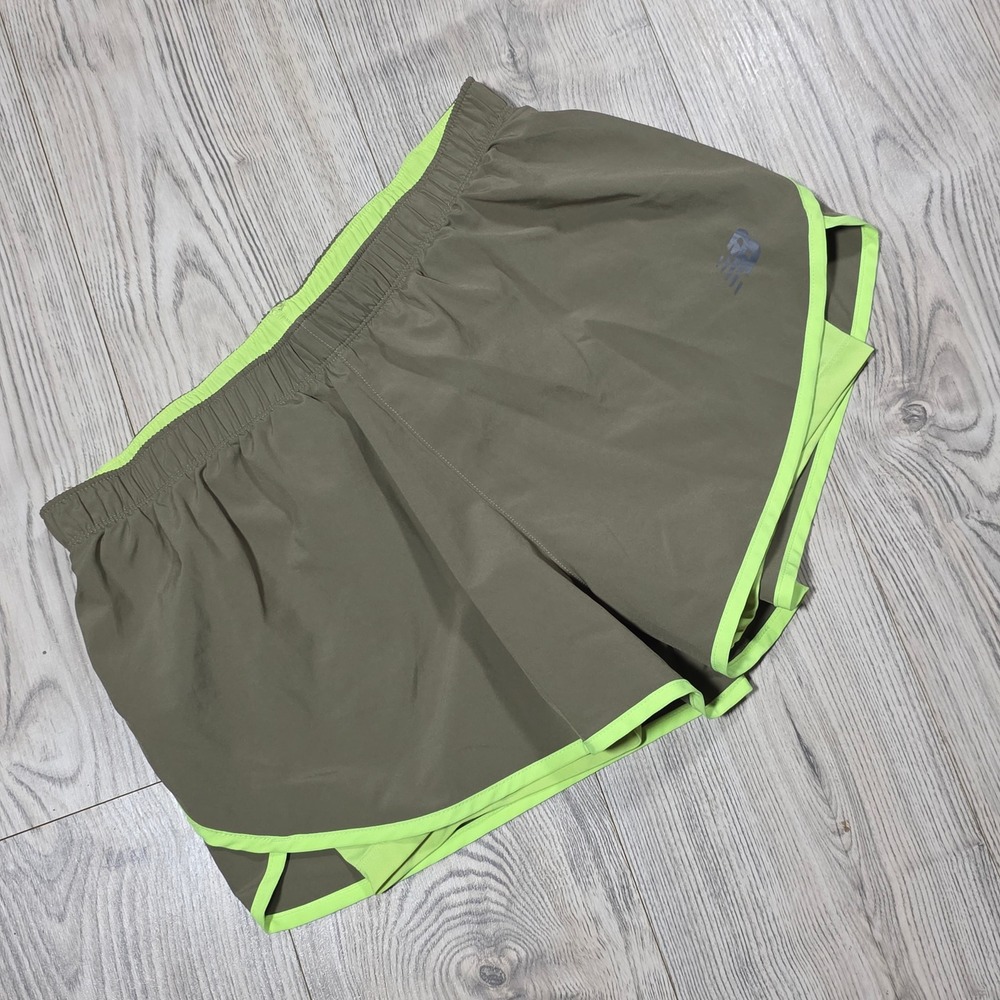 New Balance 3-Inch 2-in-1 Athletic Shorts - Olive and Neon Lime Green - Women's